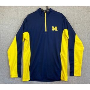 Mens Sz Medium Champion Elite Michigan Wolverines 1/4 Zip Long Sleeve Pullover